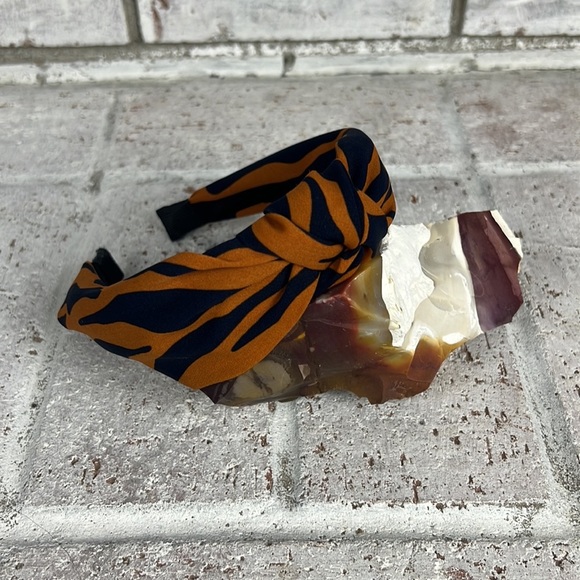 Zebra Knot Headband - Navy & Burnt Orange - PRICE FIRM - Picture 2 of 4